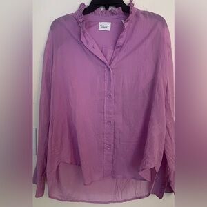 Marant Etoile 100% Cotton Blouse Shirt Top Ruffle Accents Mauve Size 34 (small)